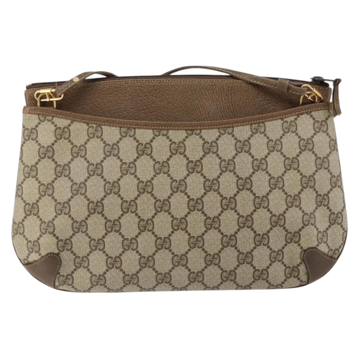 GUCCI GG Supreme Web Sherry Line Bag PVC Beige Gold 904 02 026 Auth 152743