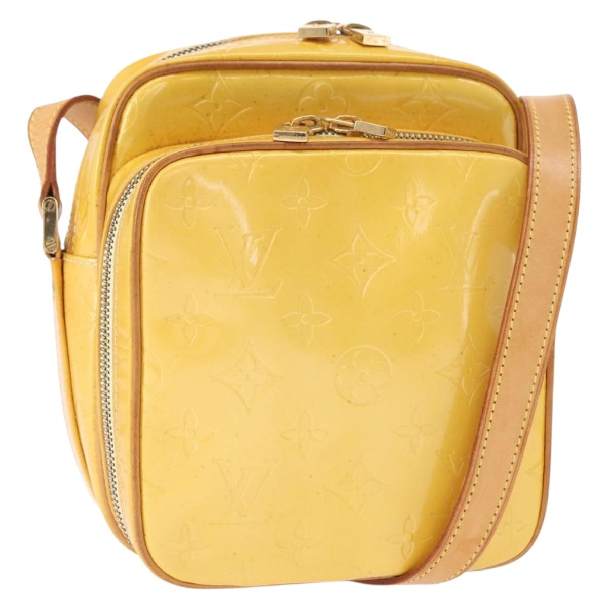 LOUIS VUITTON Monogram Vernis Wooster Bag Lime Yellow M91075 LV Auth 152753