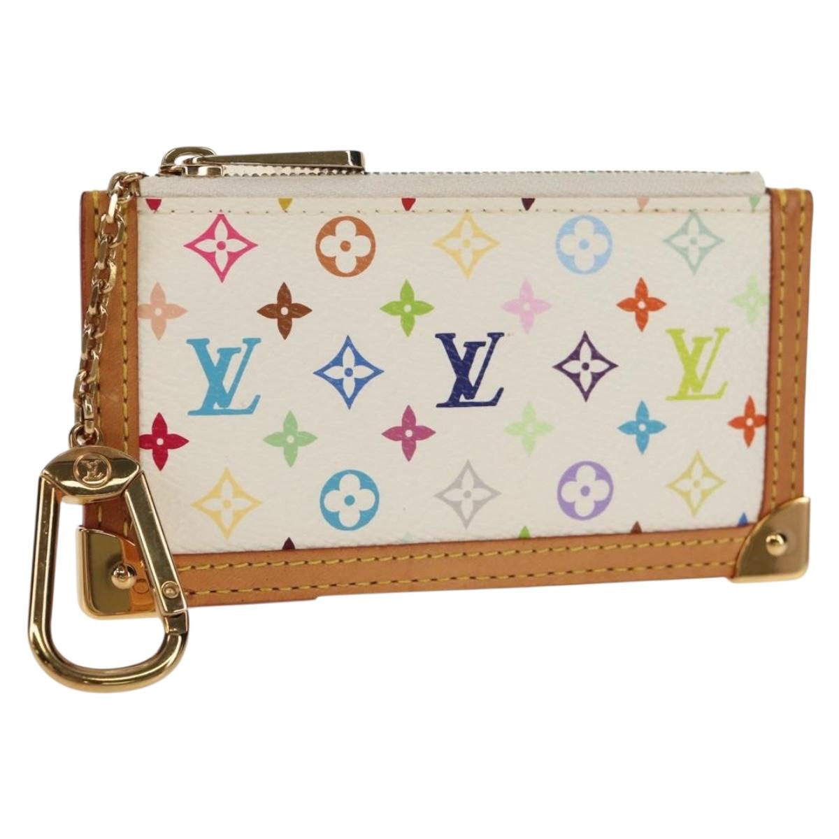 LOUIS VUITTON Monogram Multicolor Pochette Cles Purse White M92655 Auth 152788V