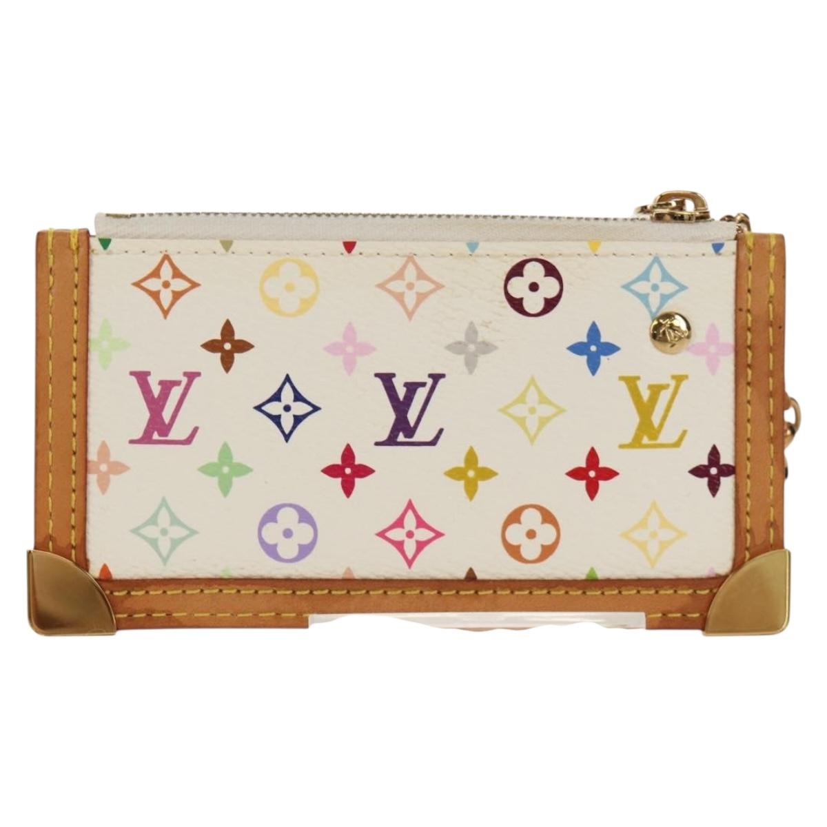 LOUIS VUITTON Monogram Multicolor Pochette Cles Purse White M92655 Auth 152788V