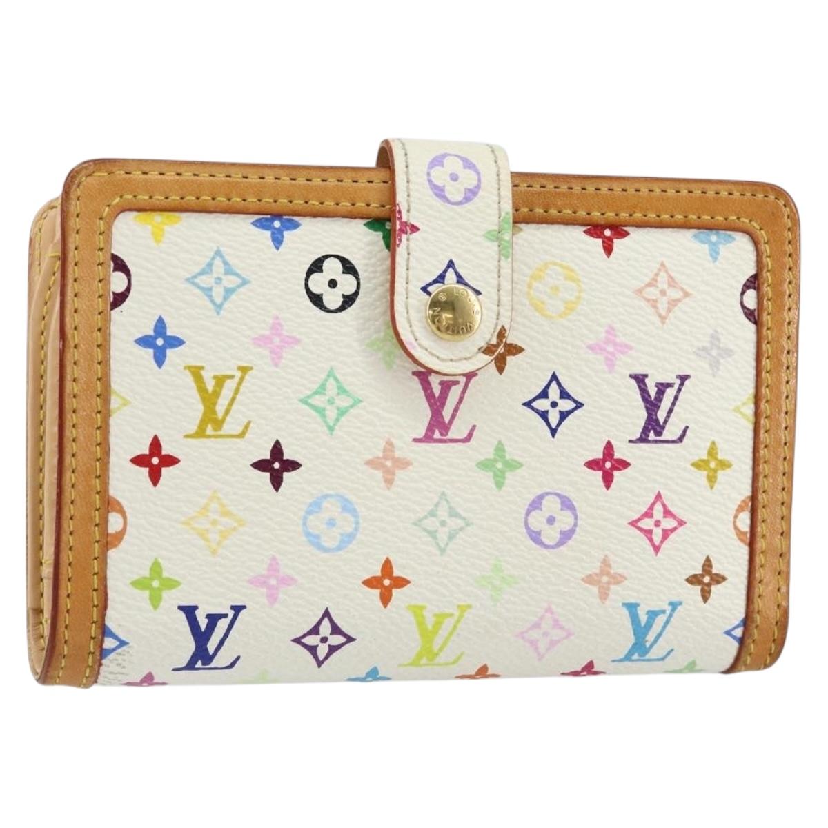 LOUIS VUITTON Multicolor Portefeuille Viennois Wallet White M92987 Auth 152793