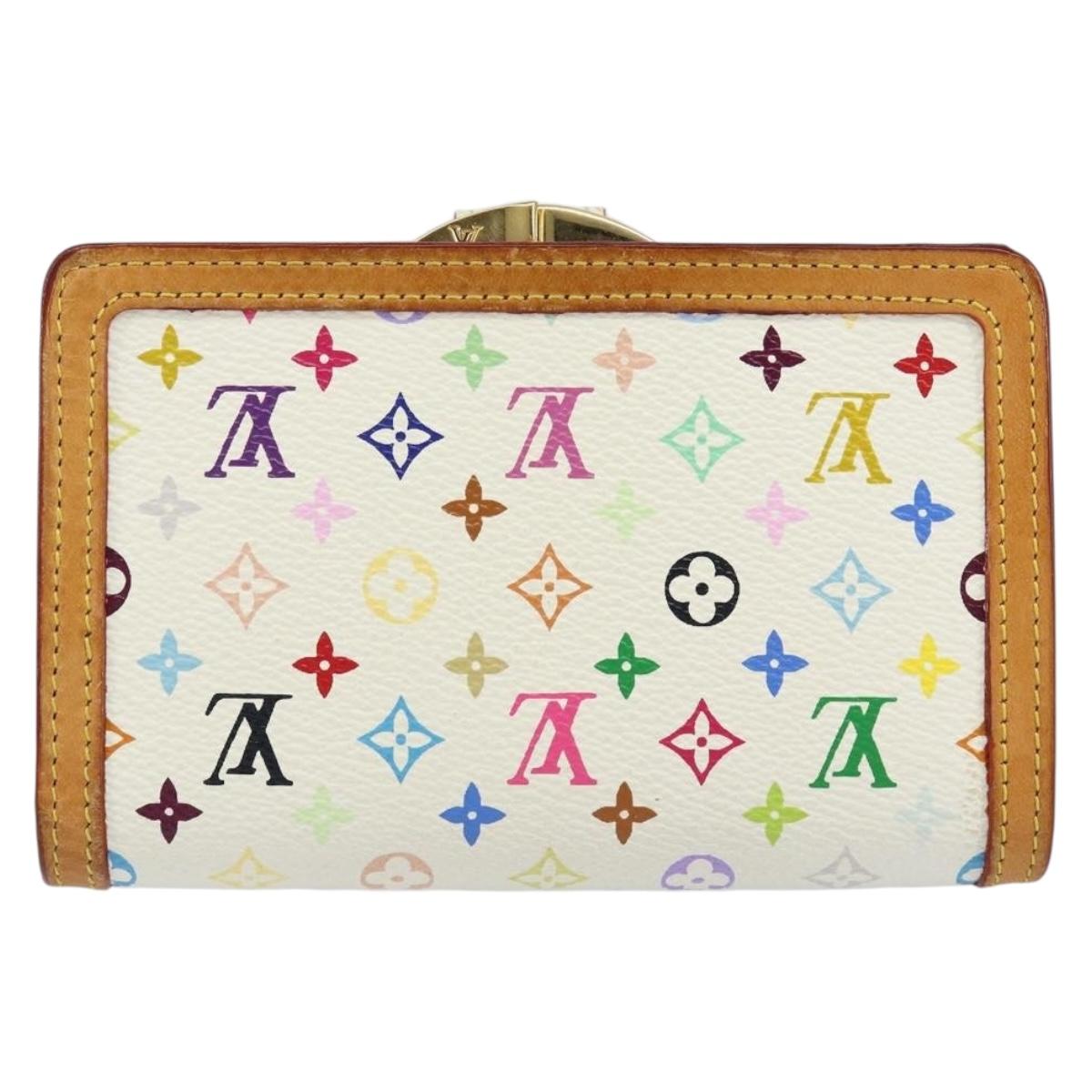 LOUIS VUITTON Multicolor Portefeuille Viennois Wallet White M92987 Auth 152793
