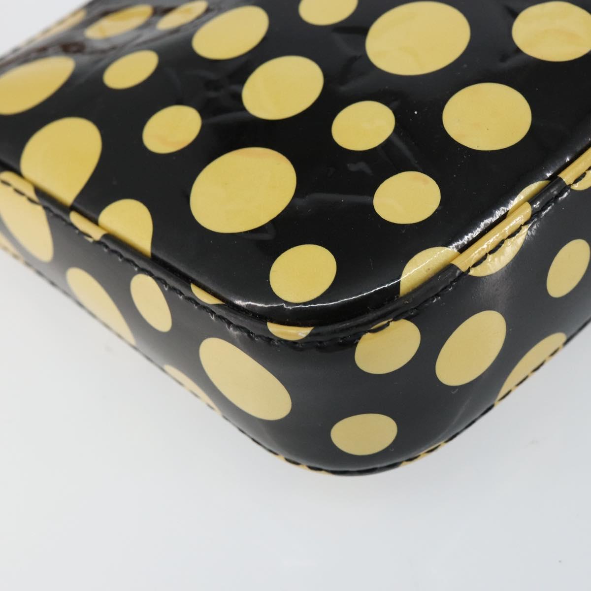 LOUIS VUITTON Vernis Yayoi Kusama Pochette Accessoires Black M91427 Auth 152796
