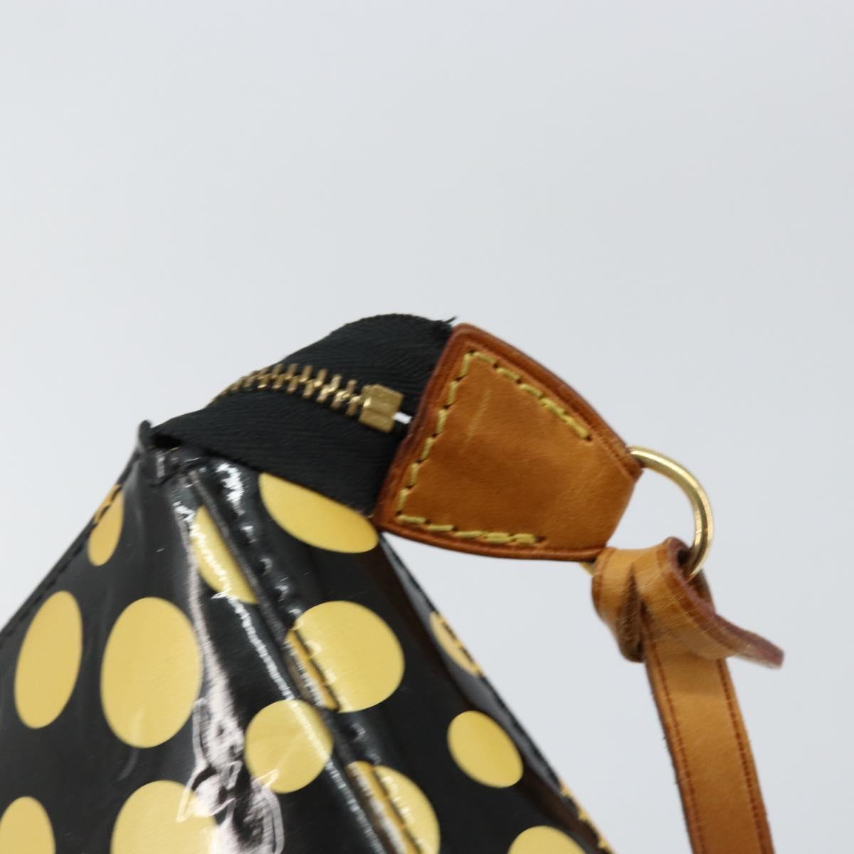 LOUIS VUITTON Vernis Yayoi Kusama Pochette Accessoires Black M91427 Auth 152796