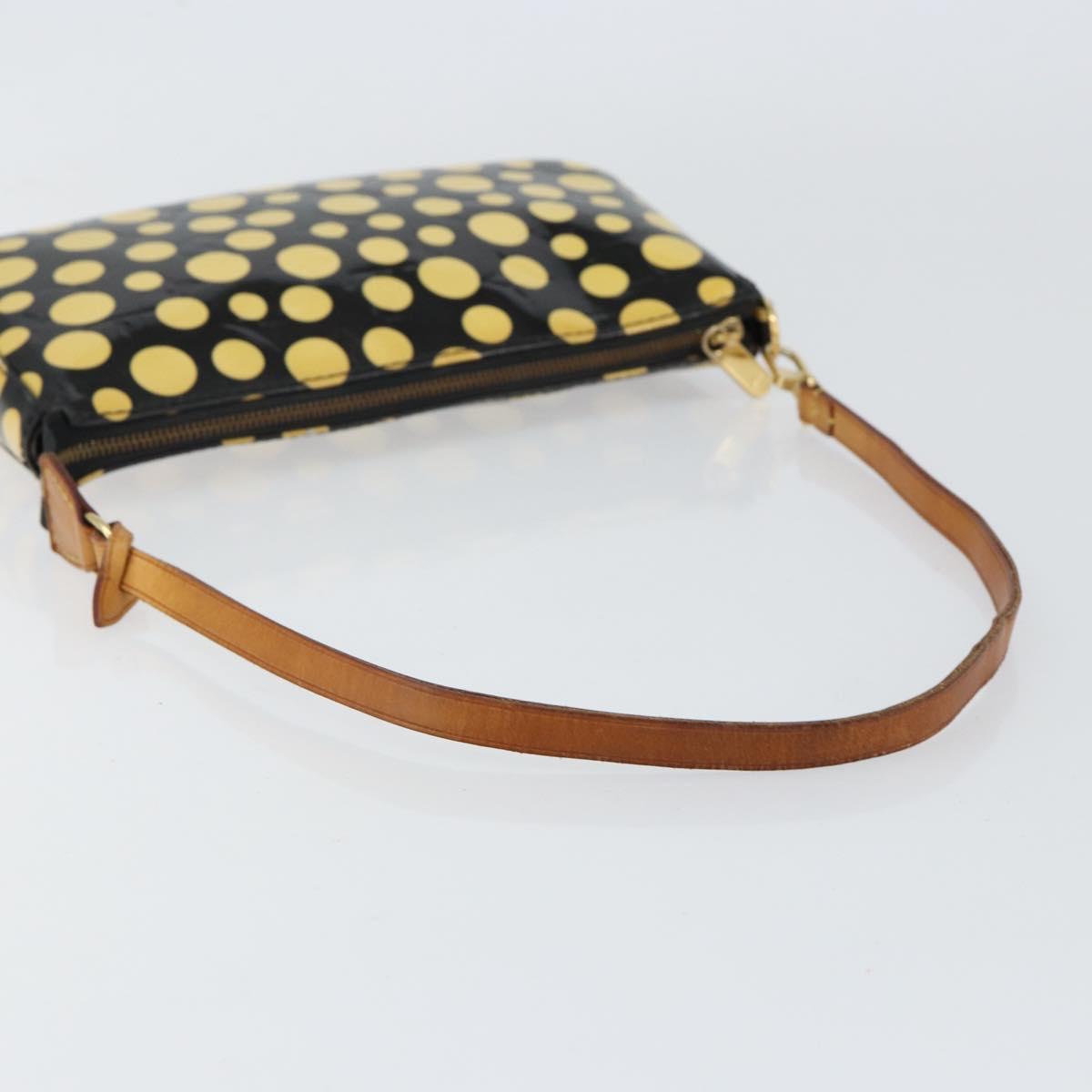 LOUIS VUITTON Vernis Yayoi Kusama Pochette Accessoires Black M91427 Auth 152796