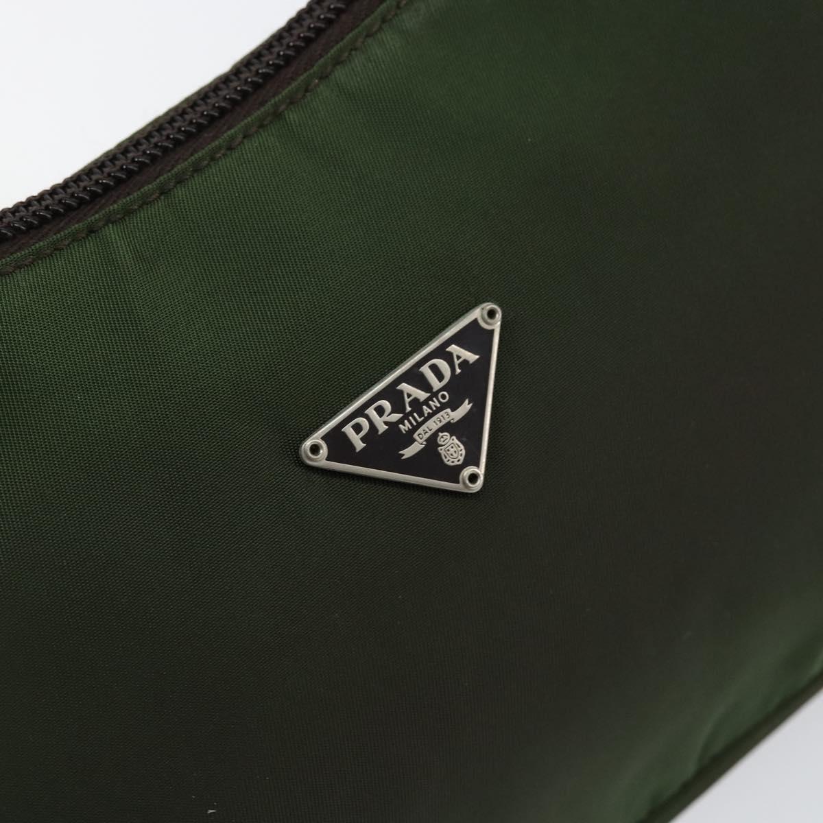 PRADA Hand Bag Nylon Green Auth 152801