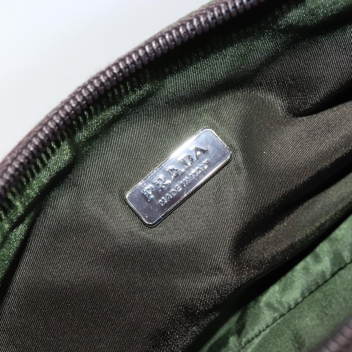 PRADA Hand Bag Nylon Green Auth 152801