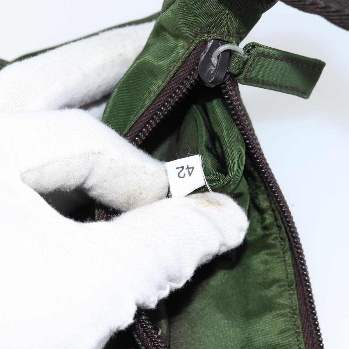 PRADA Hand Bag Nylon Green Auth 152801