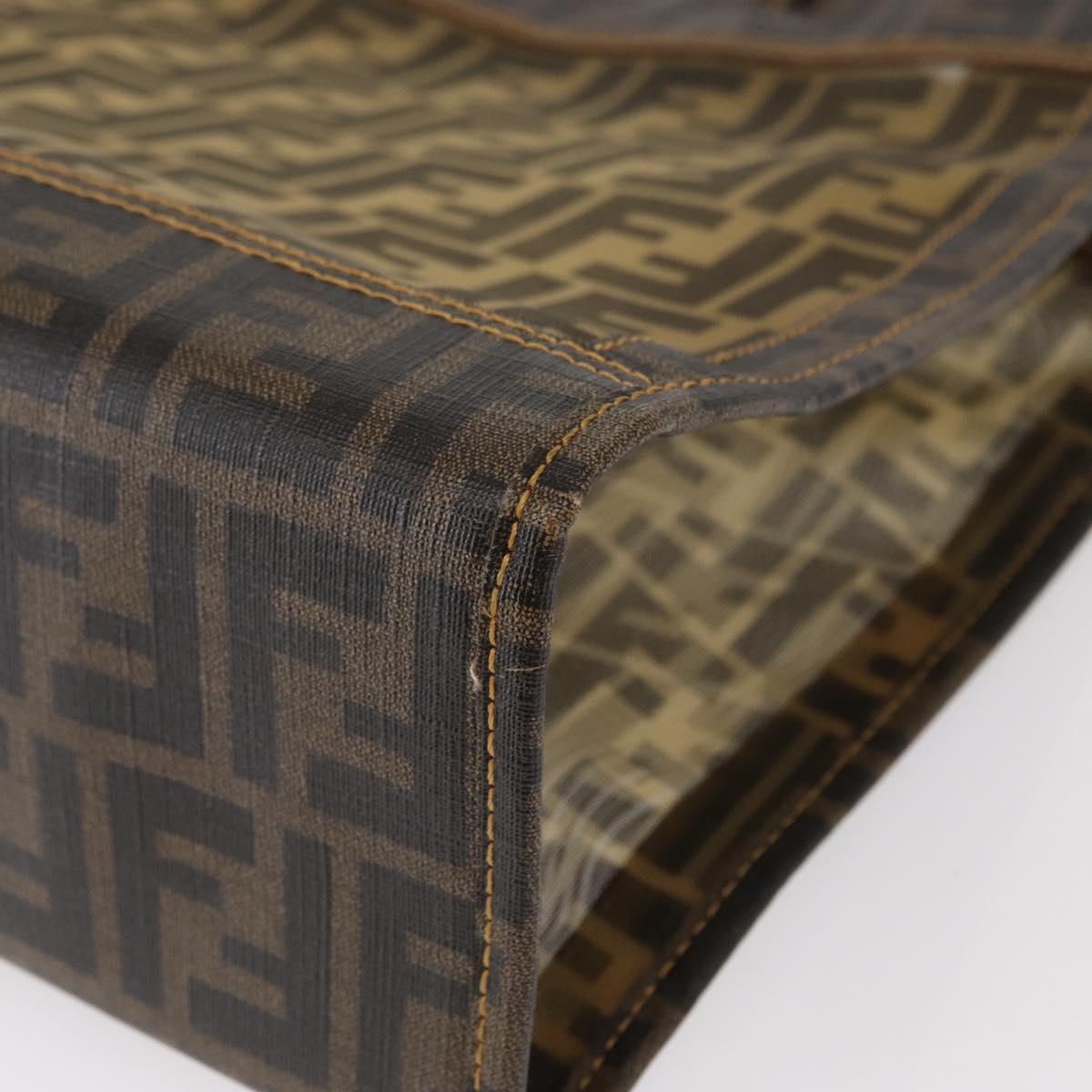 FENDI Mesh Zucca Canvas Tote Bag Black Brown Auth 152820