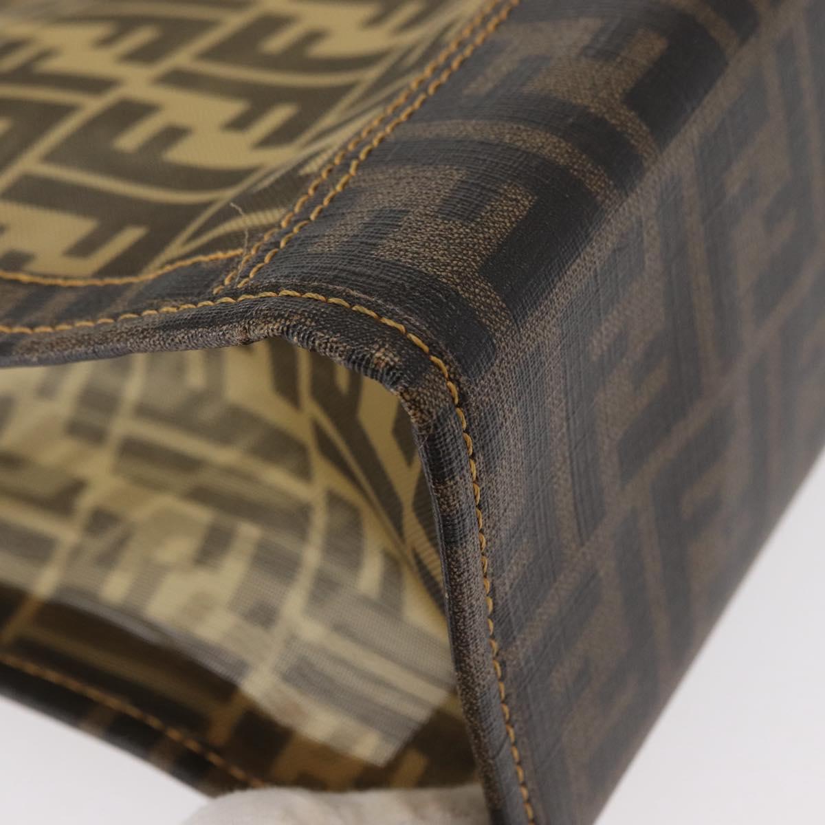 FENDI Mesh Zucca Canvas Tote Bag Black Brown Auth 152820