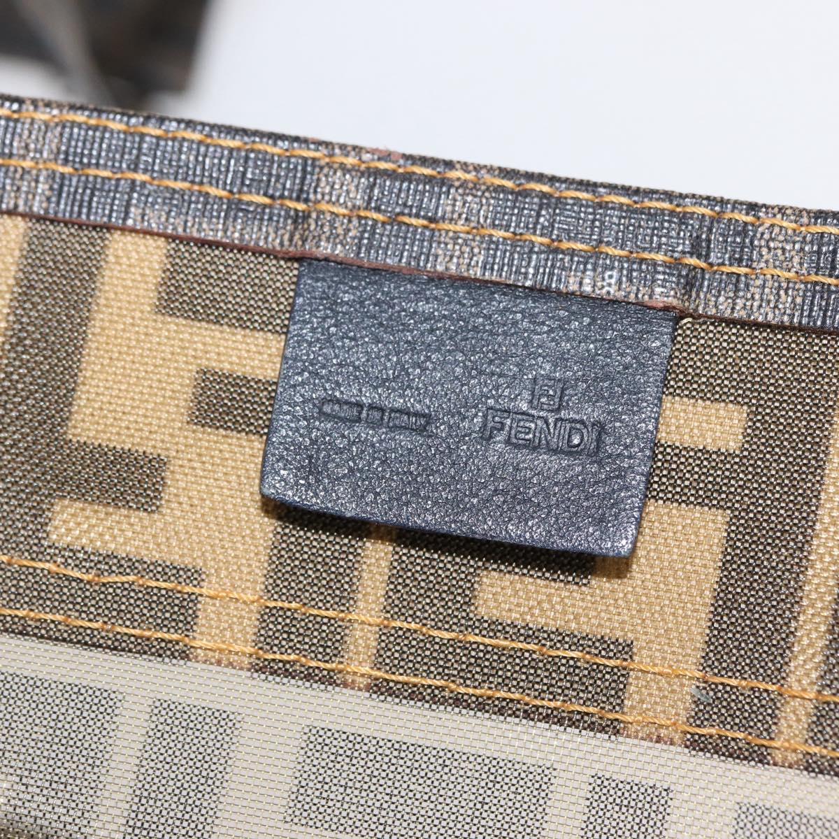 FENDI Mesh Zucca Canvas Tote Bag Black Brown Auth 152820