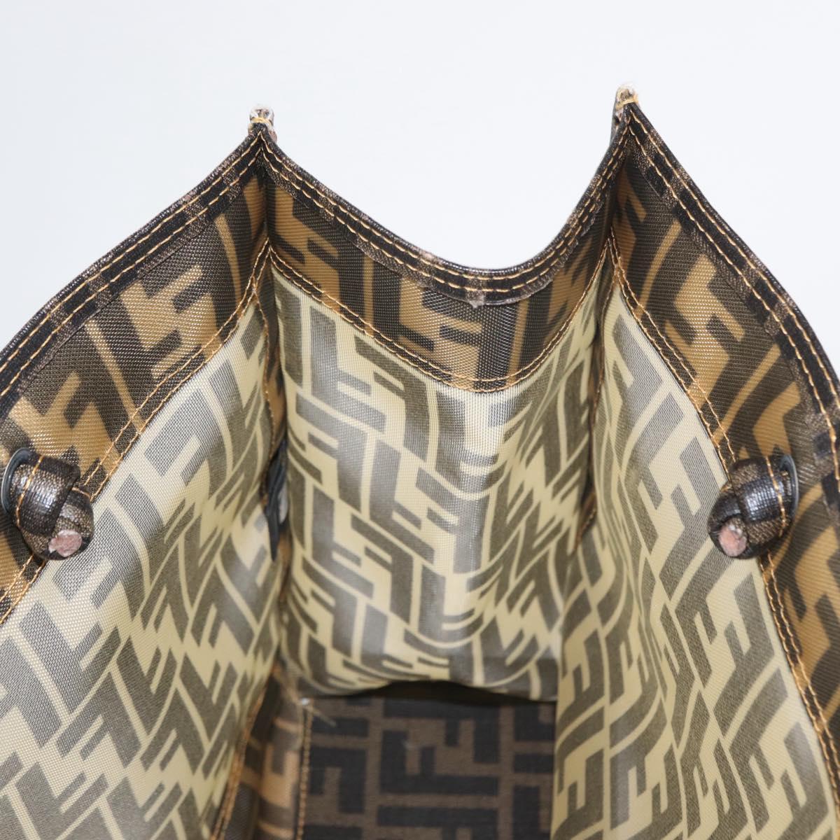 FENDI Mesh Zucca Canvas Tote Bag Black Brown Auth 152820