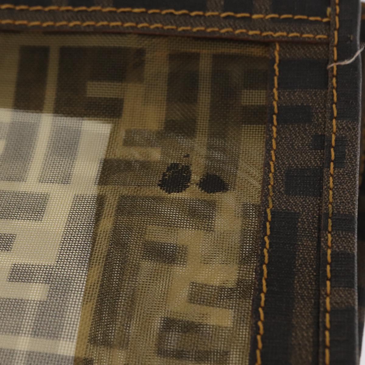 FENDI Mesh Zucca Canvas Tote Bag Black Brown Auth 152820