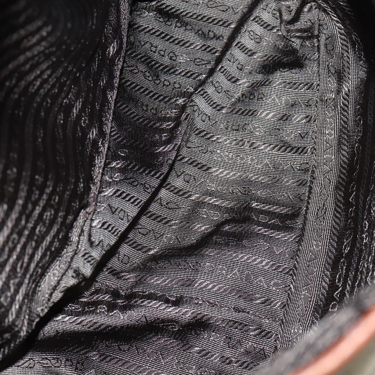 PRADA Shoulder Bag Canvas Leather Beige Brown Silver Auth 152823