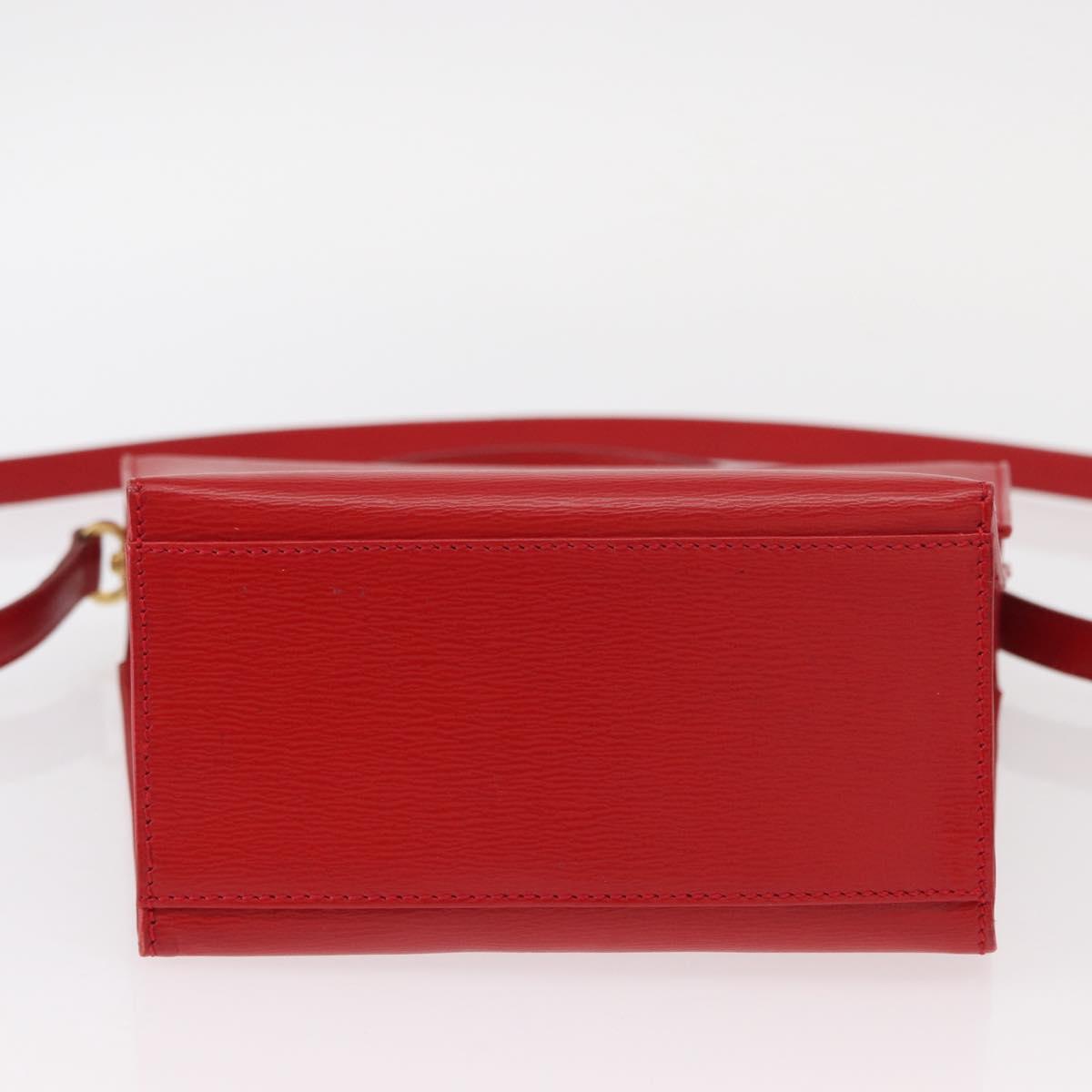 Christian Dior Hand Bag Leather 2way Red Gold Auth 152824