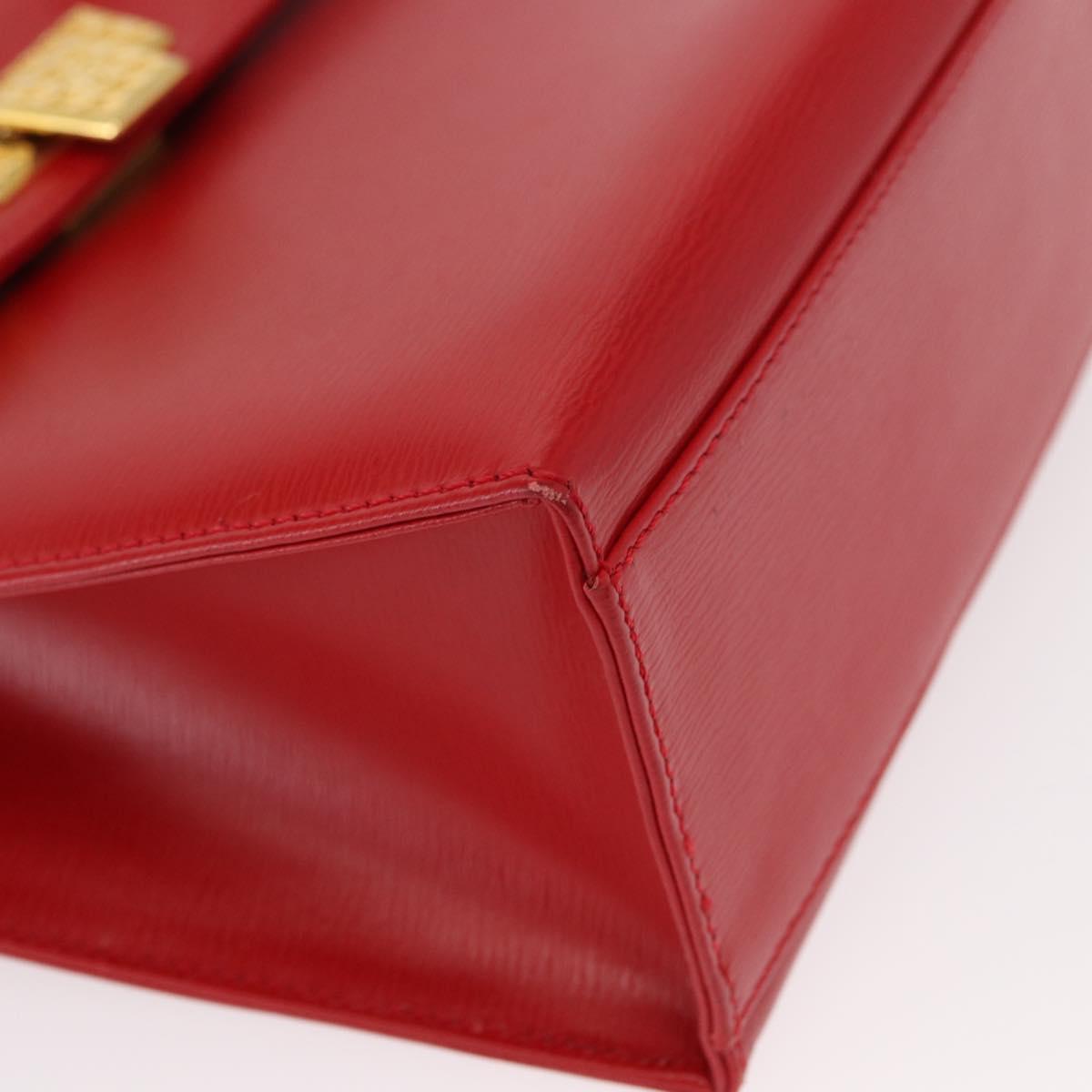 Christian Dior Hand Bag Leather 2way Red Gold Auth 152824