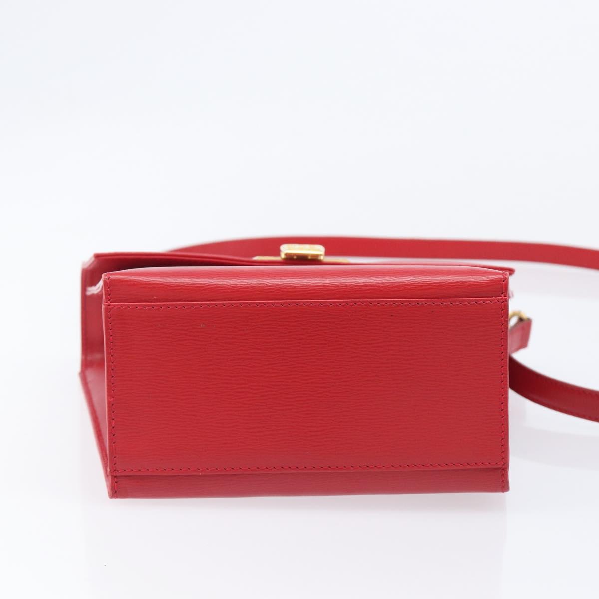 Christian Dior Hand Bag Leather 2way Red Gold Auth 152824