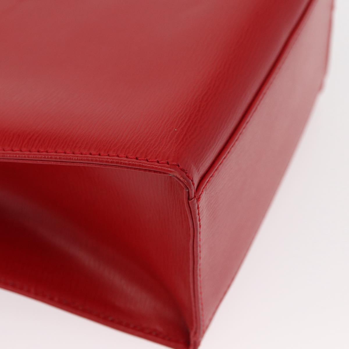 Christian Dior Hand Bag Leather 2way Red Gold Auth 152824