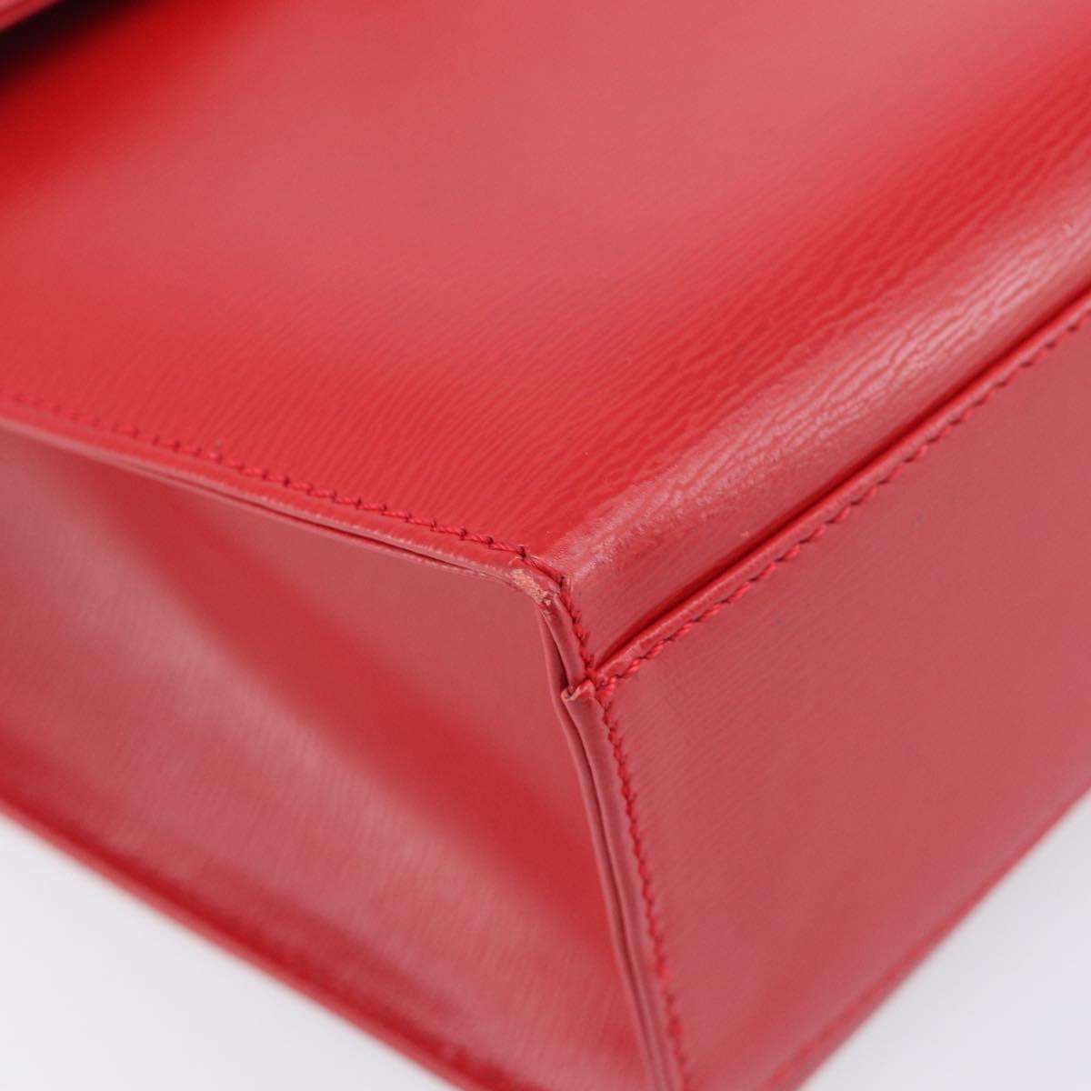Christian Dior Hand Bag Leather 2way Red Gold Auth 152824