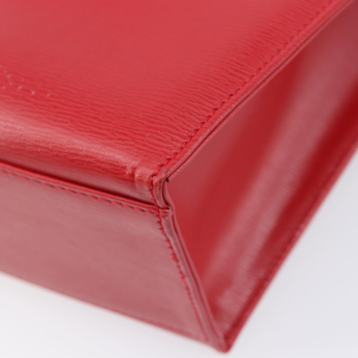 Christian Dior Hand Bag Leather 2way Red Gold Auth 152824