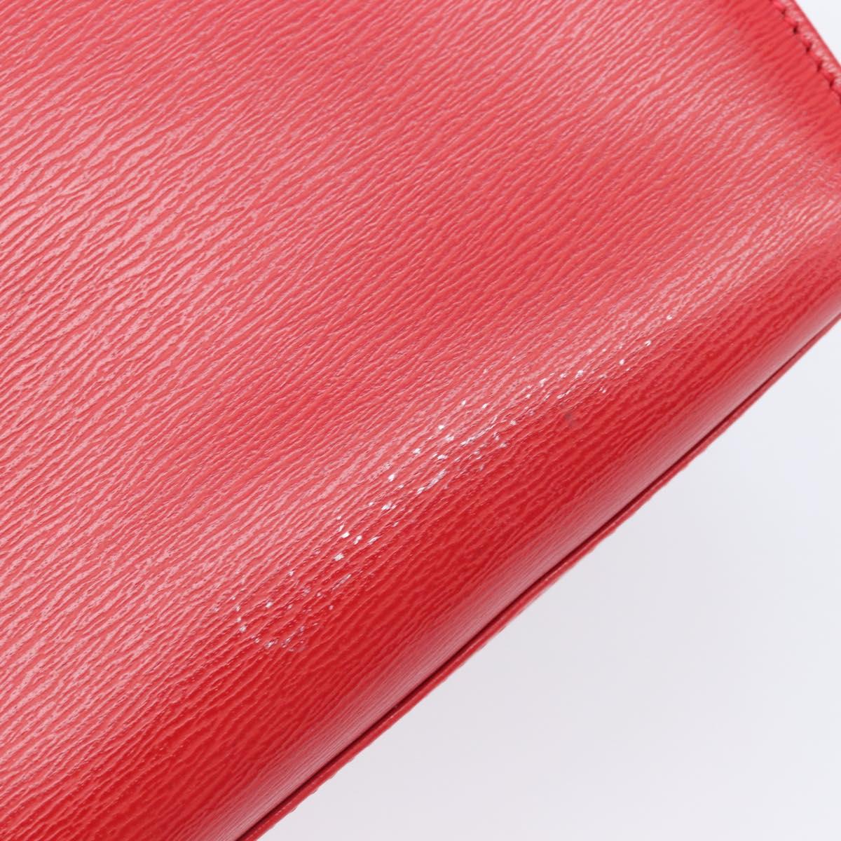 Christian Dior Hand Bag Leather 2way Red Gold Auth 152824