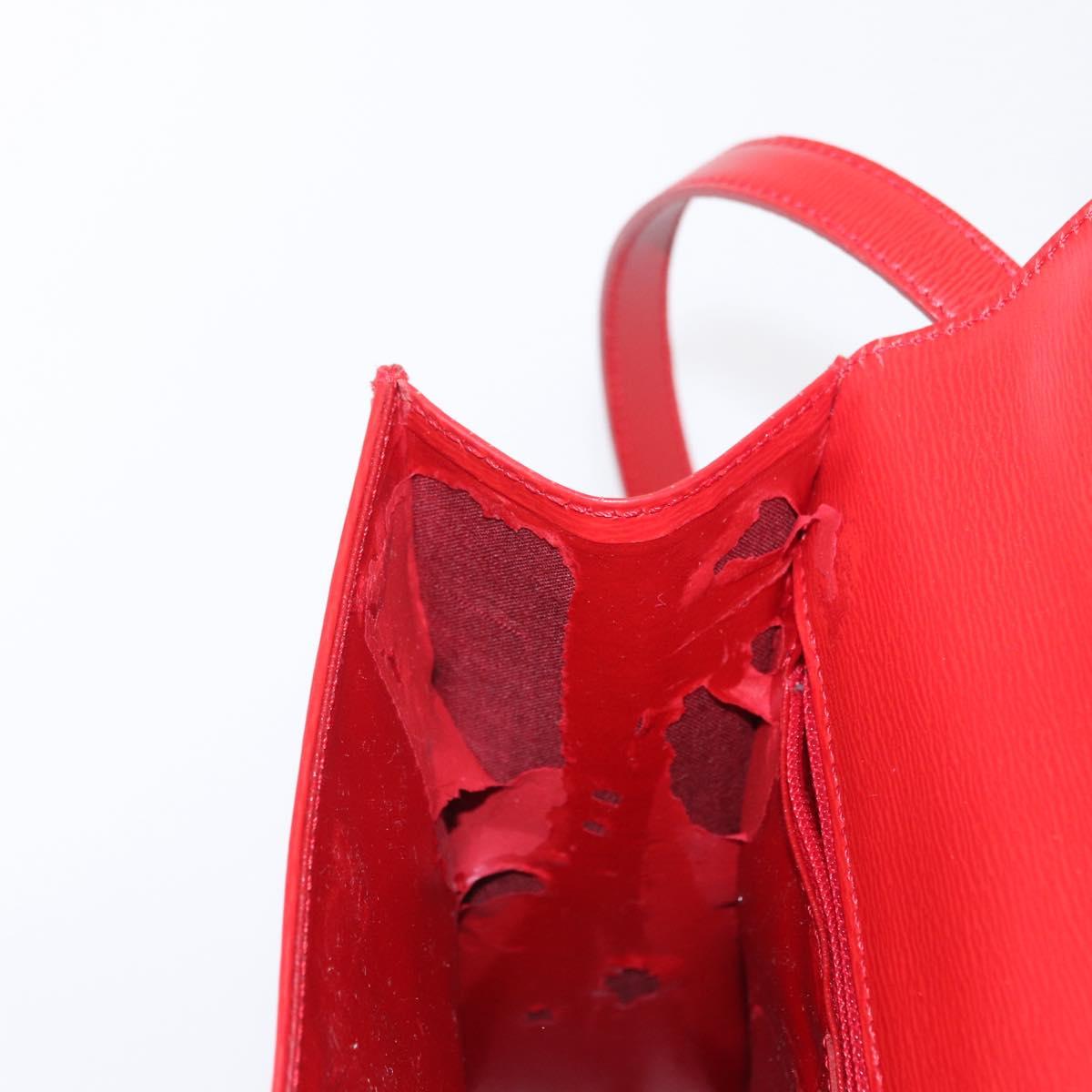 Christian Dior Hand Bag Leather 2way Red Gold Auth 152824