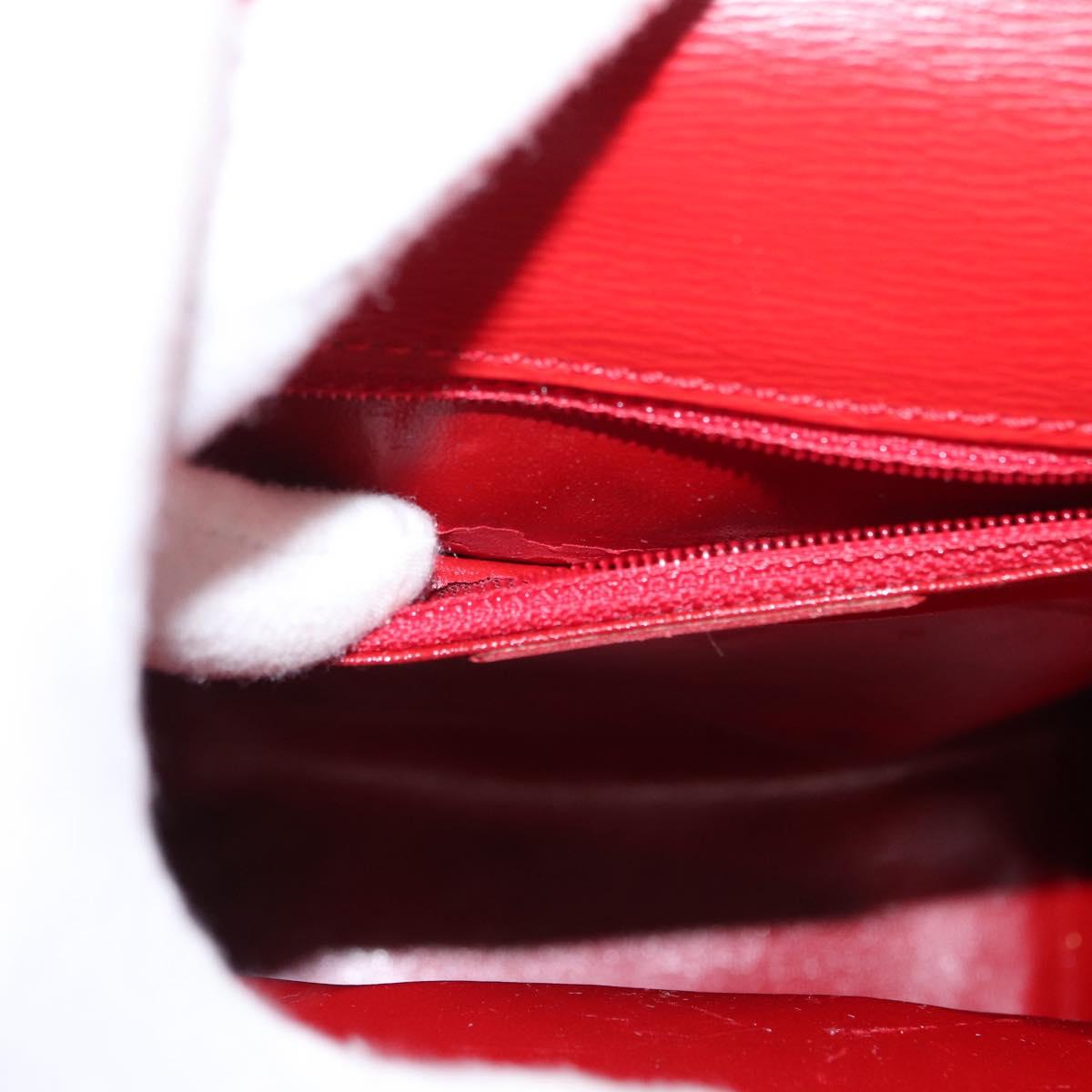 Christian Dior Hand Bag Leather 2way Red Gold Auth 152824