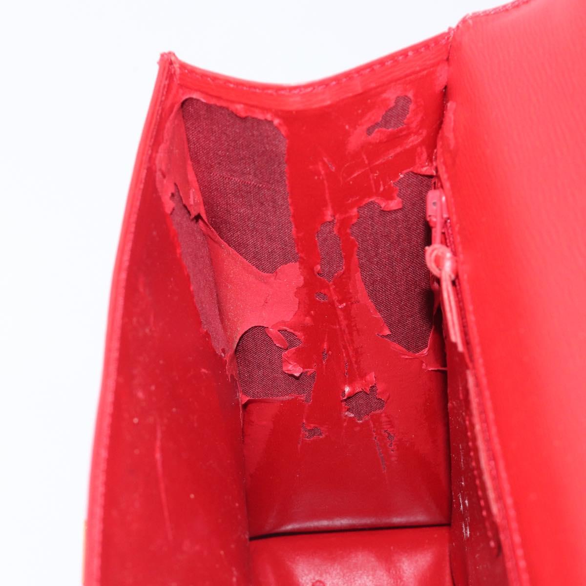 Christian Dior Hand Bag Leather 2way Red Gold Auth 152824