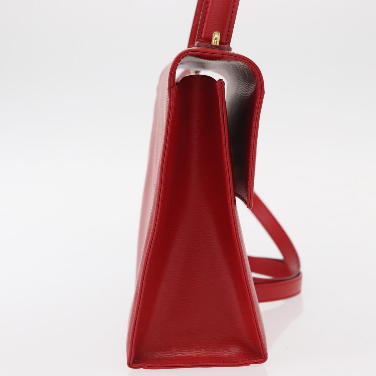 Christian Dior Hand Bag Leather 2way Red Gold Auth 152824