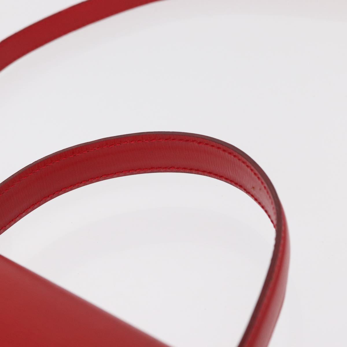 Christian Dior Hand Bag Leather 2way Red Gold Auth 152824