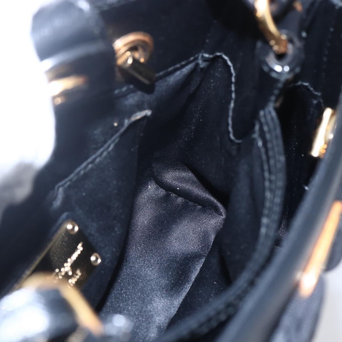 Salvatore Ferragamo Vala Shoulder Bag Leather 2way Black Gold Silver Auth 152825