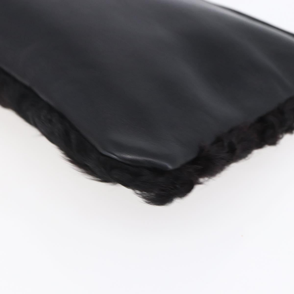 LOEWE Pouch Leather Black Gold Auth 152829