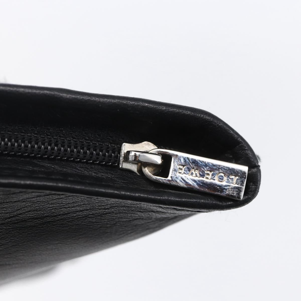 LOEWE Pouch Leather Black Gold Auth 152829