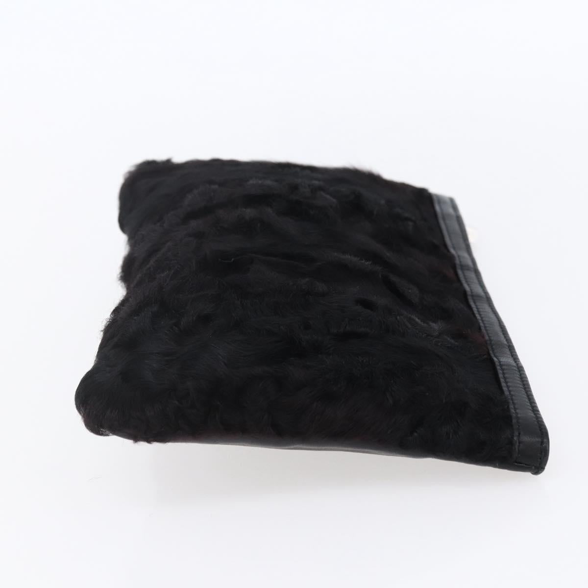 LOEWE Pouch Leather Black Gold Auth 152829