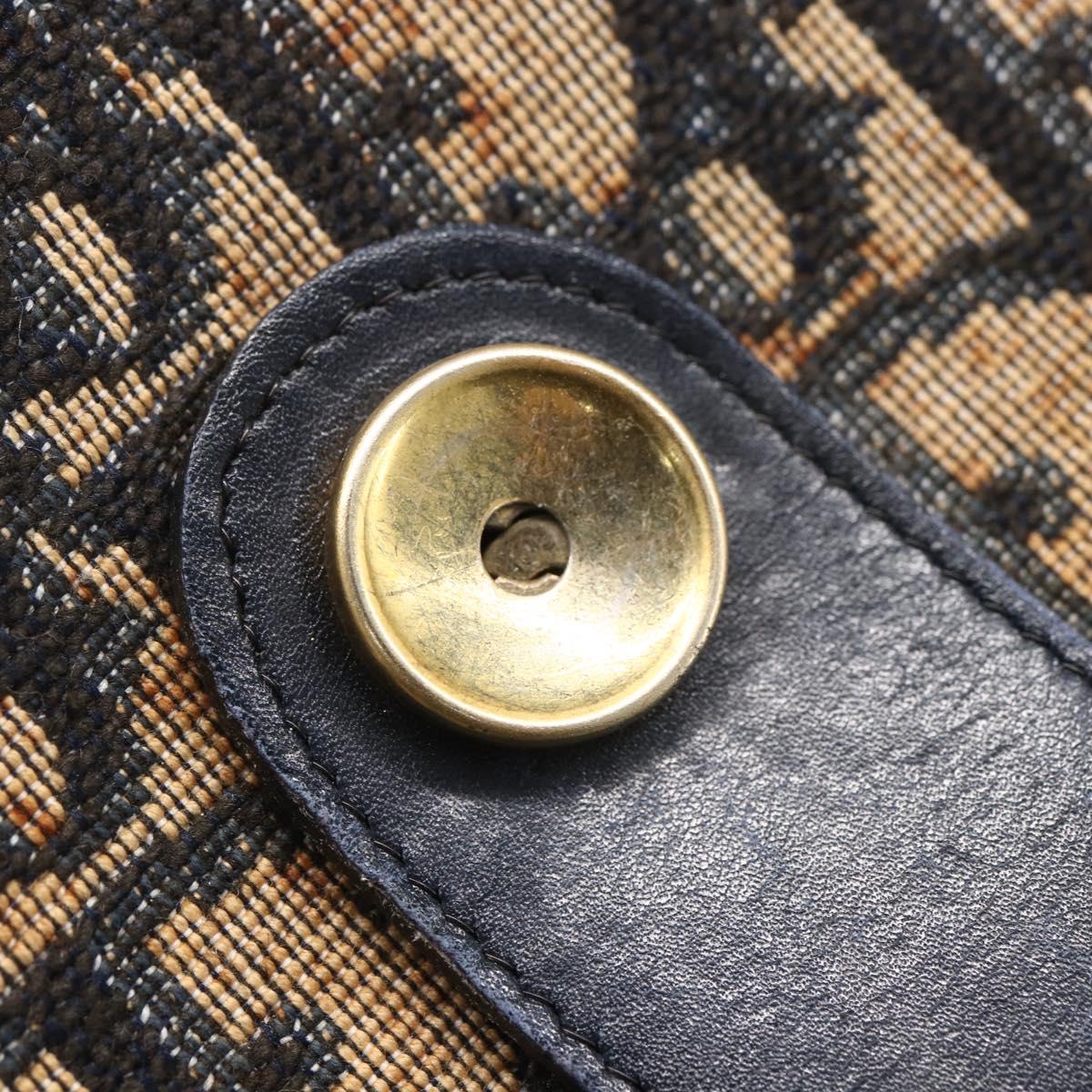 Christian Dior Trotter Canvas Shoulder Bag Navy Gold Auth 152835