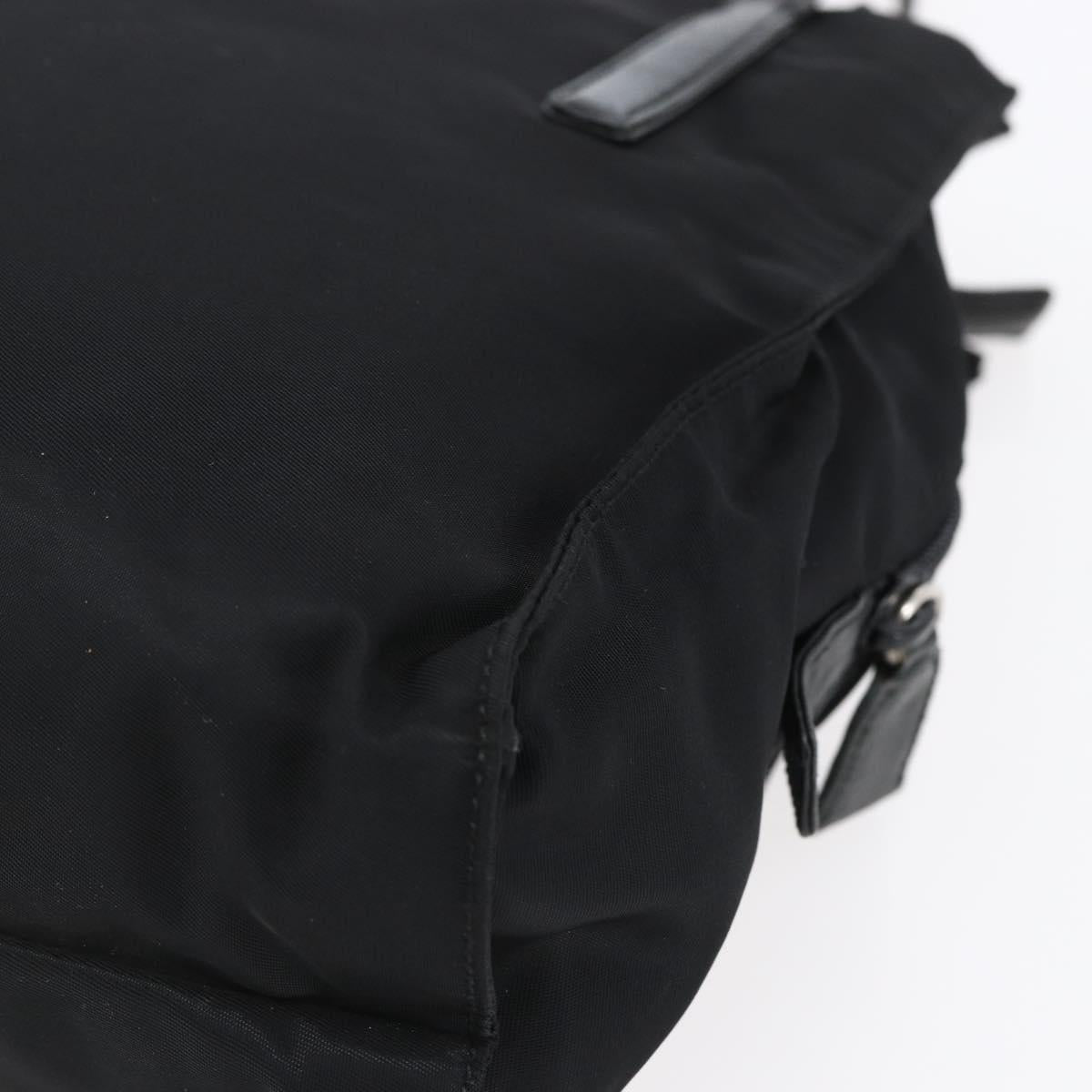 PRADA Tote Bag Nylon Black Silver Auth 152845