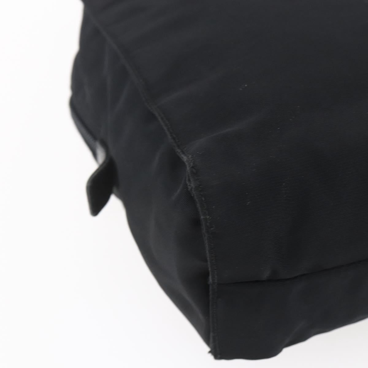 PRADA Tote Bag Nylon Black Silver Auth 152845