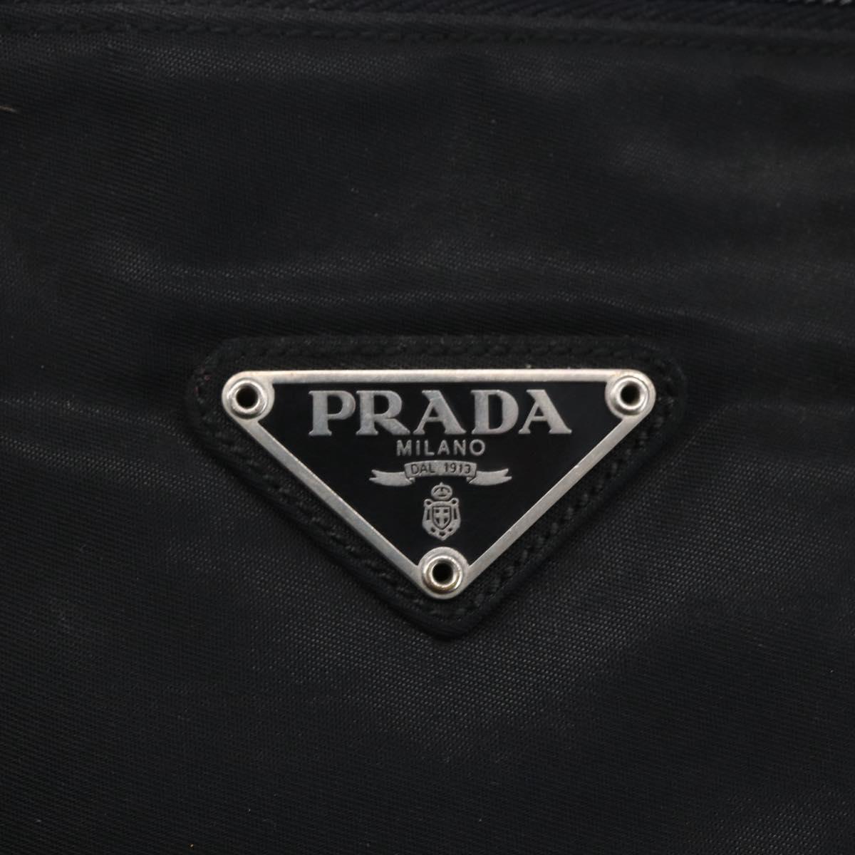 PRADA Tote Bag Nylon Black Silver Auth 152845