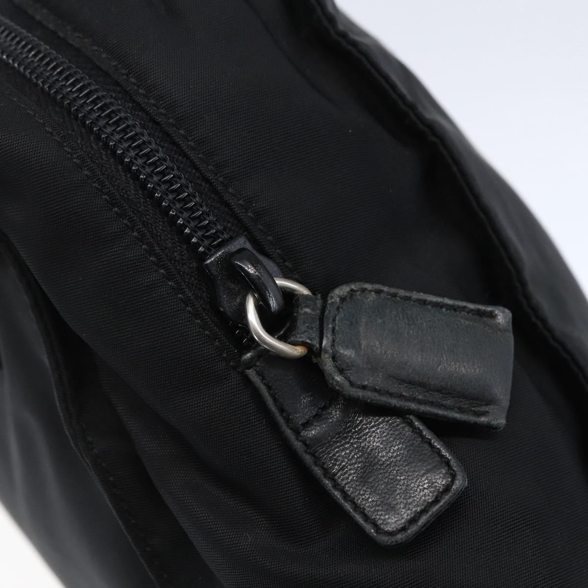 PRADA Tote Bag Nylon Black Silver Auth 152845