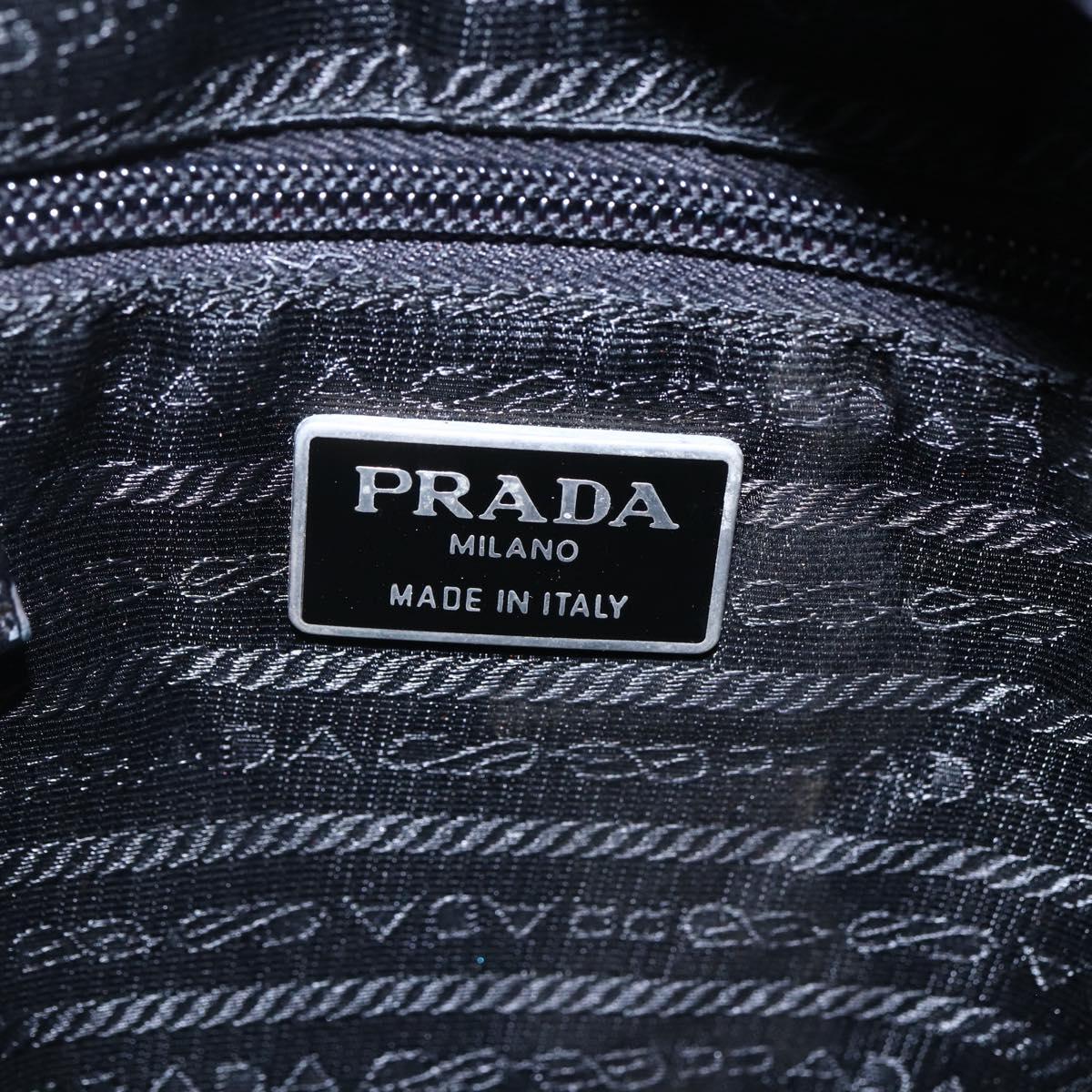 PRADA Tote Bag Nylon Black Silver Auth 152845