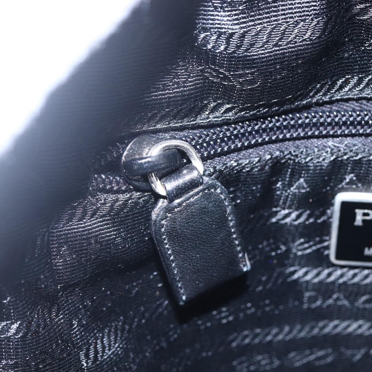 PRADA Tote Bag Nylon Black Silver Auth 152845
