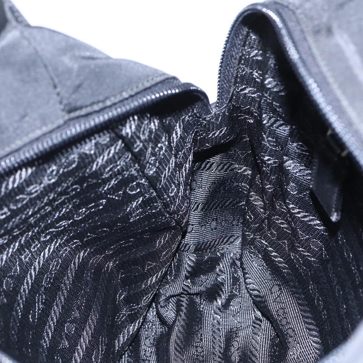 PRADA Tote Bag Nylon Black Silver Auth 152845