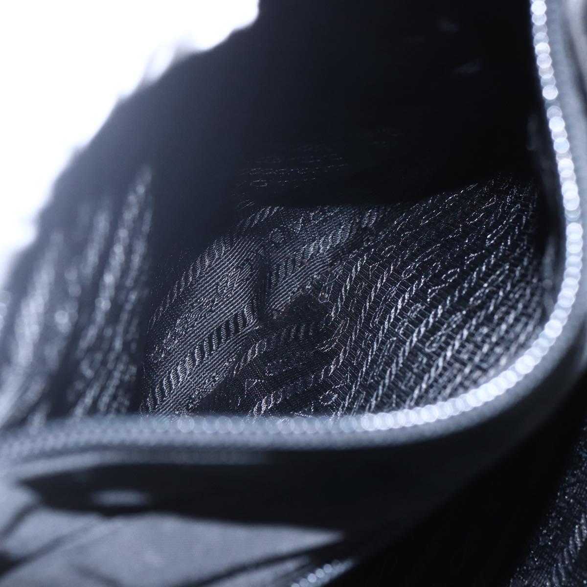 PRADA Tote Bag Nylon Black Silver Auth 152845