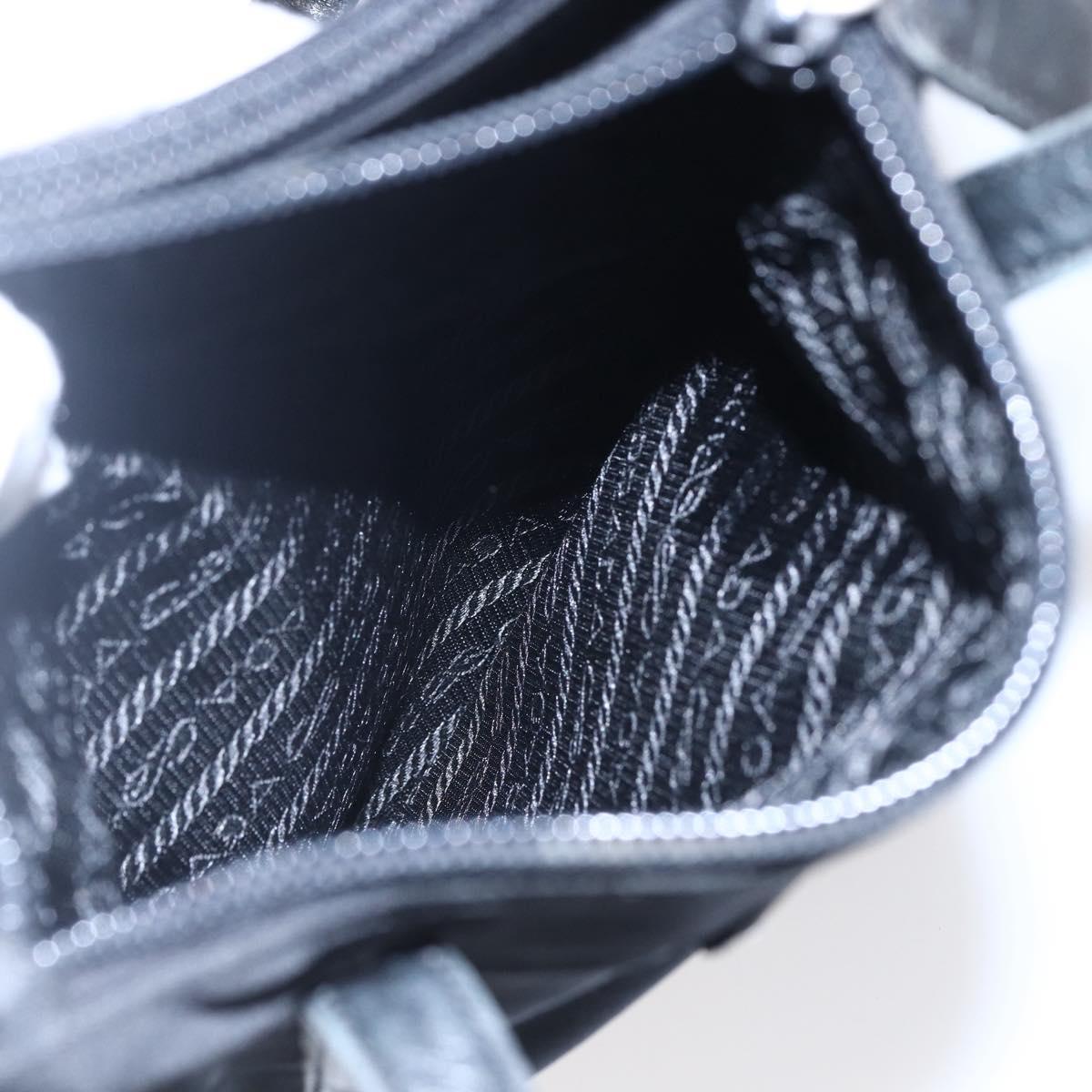 PRADA Tote Bag Nylon Black Silver Auth 152845