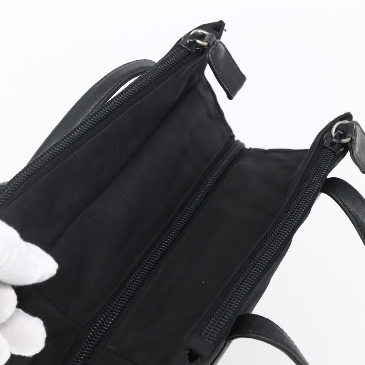 PRADA Tote Bag Nylon Black Silver Auth 152845