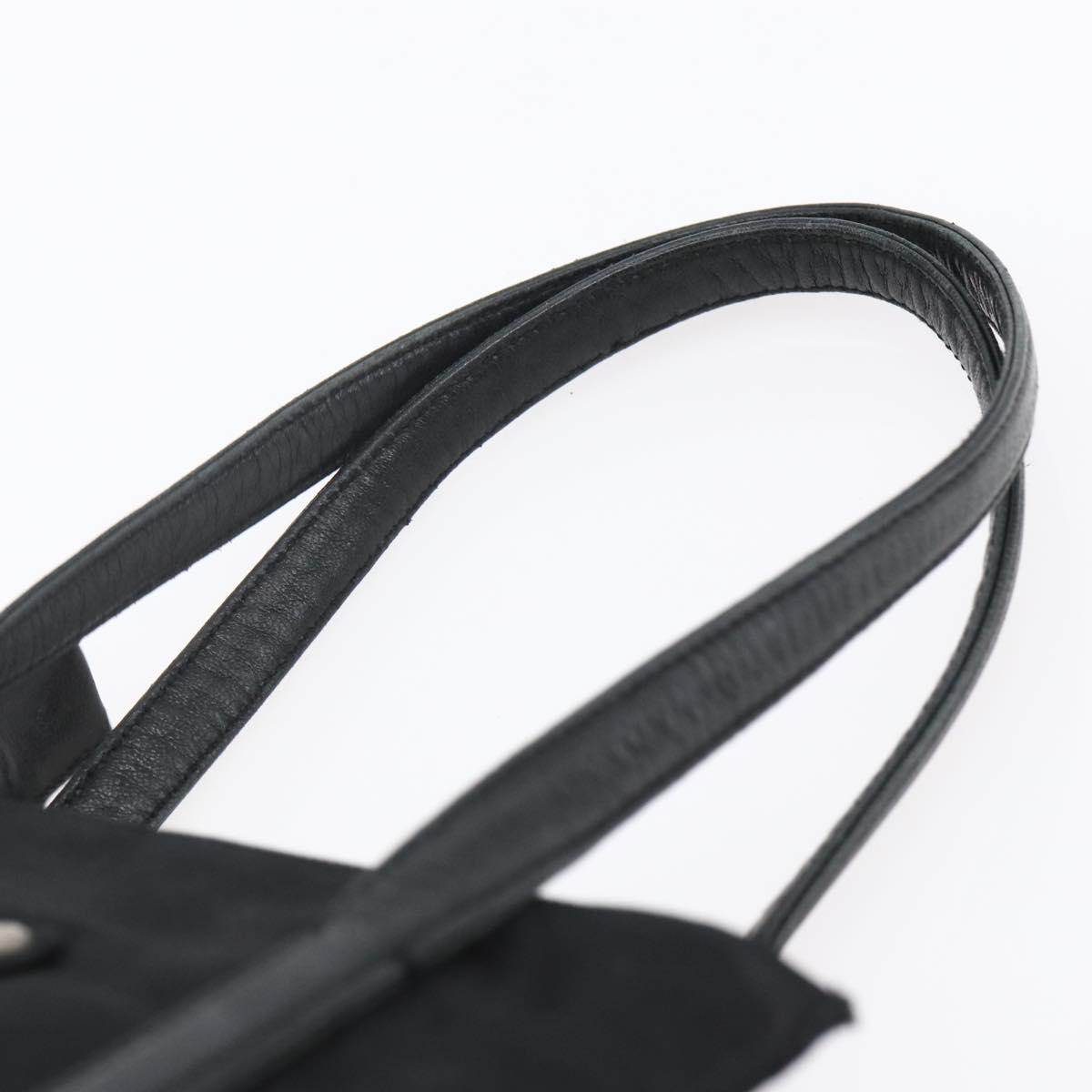 PRADA Tote Bag Nylon Black Silver Auth 152845