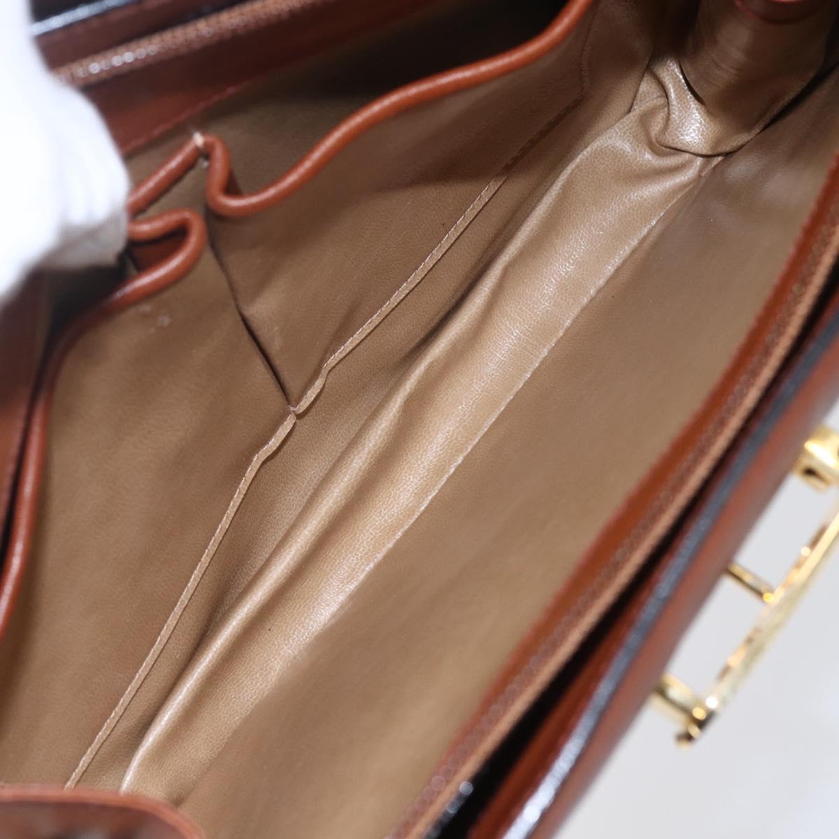 CELINE Hand Bag Leather Black Gold Auth 152849