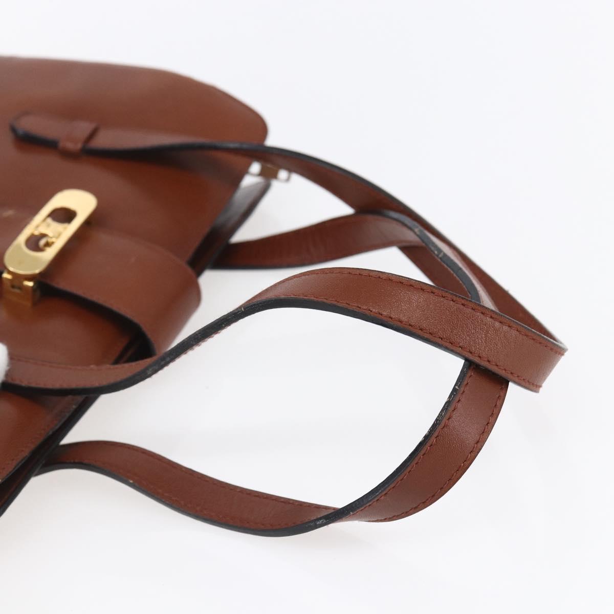 CELINE Hand Bag Leather Black Gold Auth 152849