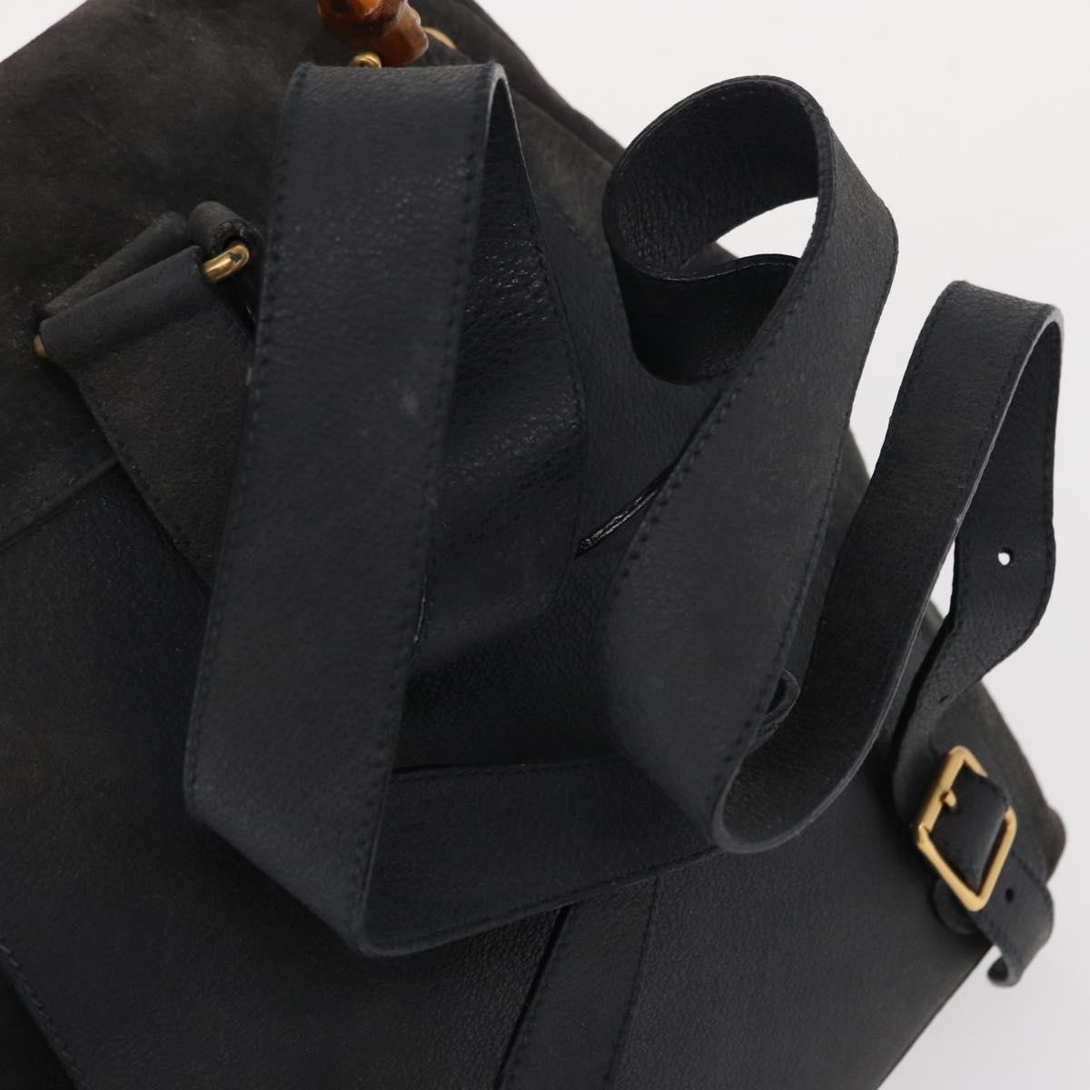 GUCCI Bamboo Backpack Suede Navy Gold 003 2058 0016 Auth 152850