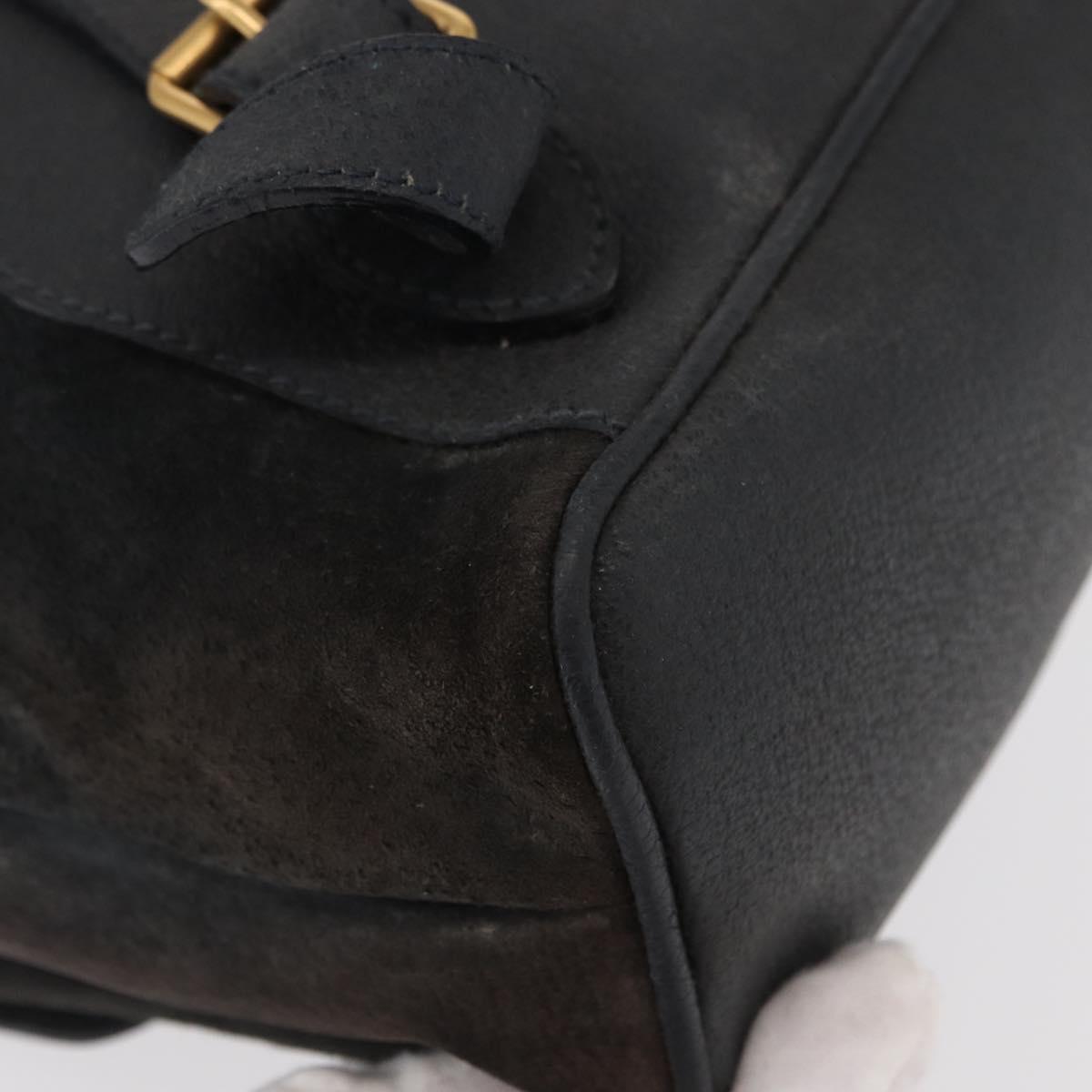 GUCCI Bamboo Backpack Suede Navy Gold 003 2058 0016 Auth 152850